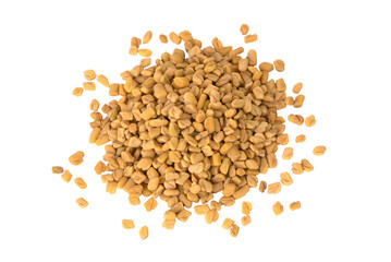 Fenugreek spice. Fenugreek isolated on white background. Fenugreek seeds macro