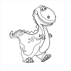  Dinosaur Coloring page For Kids  , illustration  dinosaur outlined , 
 Cute Laughing dinosaur 