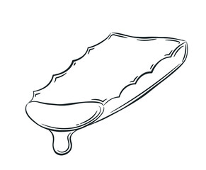 Sliced piece of aloe vera plant. A simple sketch style drawing. Vector illustration.