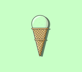 ice cream on a white background, Ice cream, Melting ice cream balls in the waffle cone isolated on pink background. 