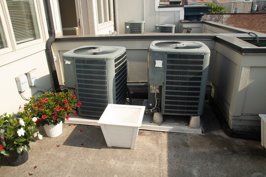 Air conditioner units on the roof deck