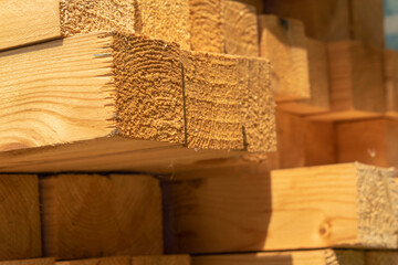 Wooden blocks for construction. Selective focus. Background image