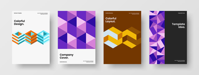 Creative corporate identity A4 vector design illustration set. Trendy geometric shapes banner concept collection.