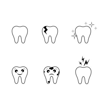A set of illustrations on the topic of dental care.