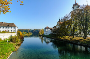 Fototapeta na wymiar Rheinau Abbey on the River Rhine, Switzerland on October 21, 2012.