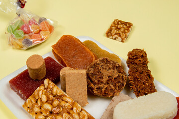 coconut candy, pumpkin candy, paçoca, peanut butter