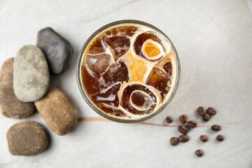 cocktail with mineral water, coffee and ice
