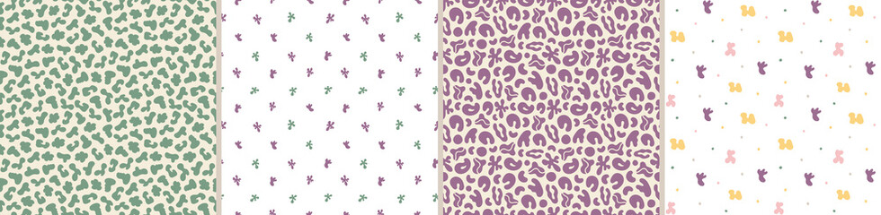 Collection of abstract seamless pattern. Simple organic shapes