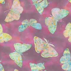 Butterflies seamless pattern. Multicolored watercolor butterflies for design, scrapbooking, wrapping paper, wallpapers, textiles.