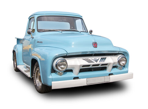 The Legendary american pickup Ford 1954 F-100. White background