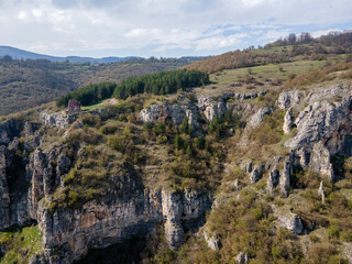 Aerial view of Lakatnik Rocks at Iskar river and Gorge, Bulgaria