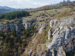 Aerial view of Lakatnik Rocks at Iskar river and Gorge, Bulgaria