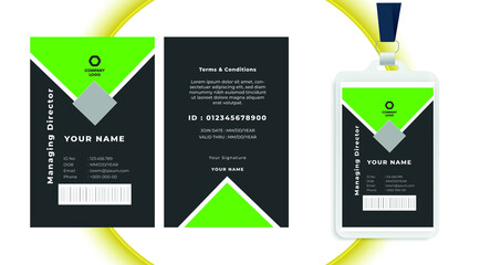 Abstract Yellow and White Id Card Design, Professional Identity Card Template Vector for Employee and Others