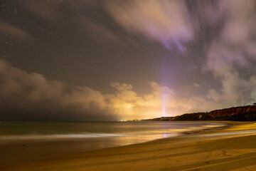 Long exposure night photo on beautiful beach in Brazil