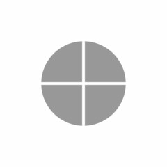 Pie chart with four same size sectors vector illustration on white background.