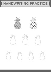 Handwriting practice with Pineapple. Worksheet for kids