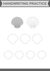 Handwriting practice with Seashell. Worksheet for kids