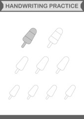 Handwriting practice with Ice Cream. Worksheet for kids