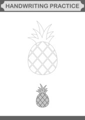 Handwriting practice with Pineapple. Worksheet for kids