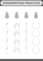 Handwriting practice with Pineapple. Worksheet for kids