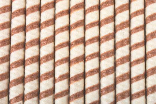 Wafer rolls background. An image of a flat lay texture.