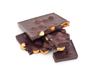 Broken bar of chocolate.