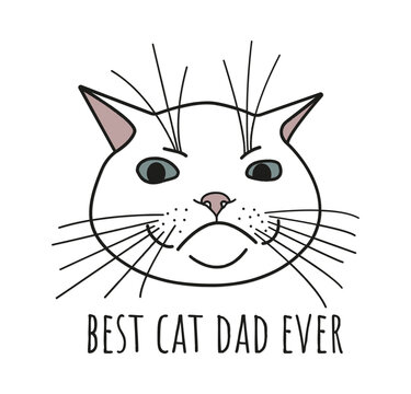 Best Cat Dad Ever Cats Lover Kitten Owner Cartoon Angry Cat