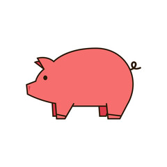 Pig doodle logo design. Pig vector. Pig symbol.