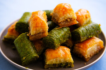 Baklava, traditional middle eastern, Turkish and Arabic sweet desert