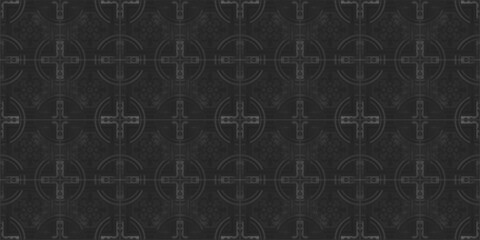 Old black anthracite gray grey worn vintage retro shabby patchwork mosaic motif tiles stone...