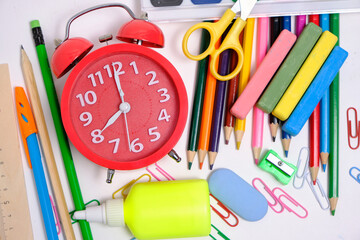 School supplies and stationery, preparation for school year.