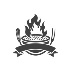 grill logo icon design template vector