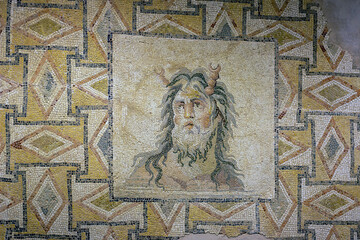 Hatay Archeology Museum, Mosaic of Tethys Ocean. 2 May 2022, Hatay, Turkey. 