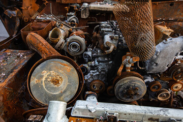 destroyed Russian military equipment in Kyiv, Ukraine