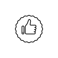 Hand thumb up gesture line icon. Testimonials, like and customer relationship management concept. Simple outline style. Vector illustration isolated on white background. Editable stroke EPS 10.