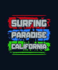 Surfing Paradise California T-Shirt design