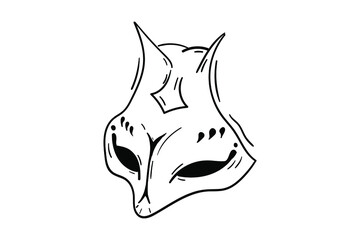 Doodle mask outline sketch style vector illustration