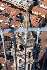 San Gaudenzio bell tower, Novara, Italy. View from the top of San Gaudenzio dome.