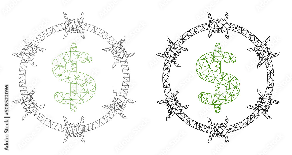 Poster polygonal mesh bank jail icons. flat mesh variants created from bank jail icon and mesh lines. abstr