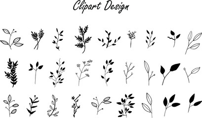 Set of colorful vector floral elements, Hand draw clipart collection, Watercolor floral composition. Clipping path included. Fast isolation. Hi-res file. Hand-painted. Raster illustration.