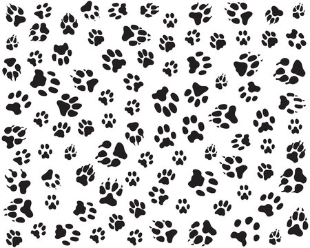 Black trace of cats, seamless vector wallpaper	
