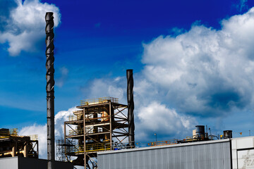 An industrial plant on a blue sky