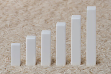 The price of rice, rising prices for agricultural crops. Food shortage, global food crisis. Graph...