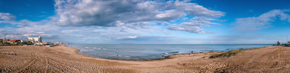 Fototapeta na wymiar Tore La Mata beach panorama view, off season time. Torrevieja, Spain