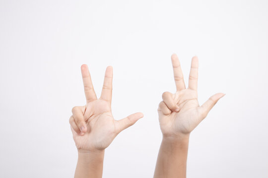 Two hands showing congratulations,Three-finger salute