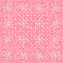 seamless white pattern on pink background. Seamless pattern with hearts and weaving. Lace, knitting,geometry, background, 