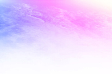 Pastel sky with soft white clouds. Fantastic color fantasy background. Sweet dreams concept for wallpaper, backdrop and design.