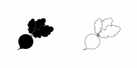 Radish vegetable vector icon. Flat style.