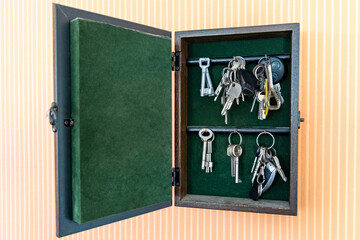 Key rack in a box with a door
