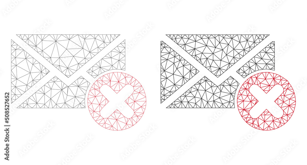 Poster polygonal mesh cancel letter icons. flat carcass variants are created from cancel letter pictogram a